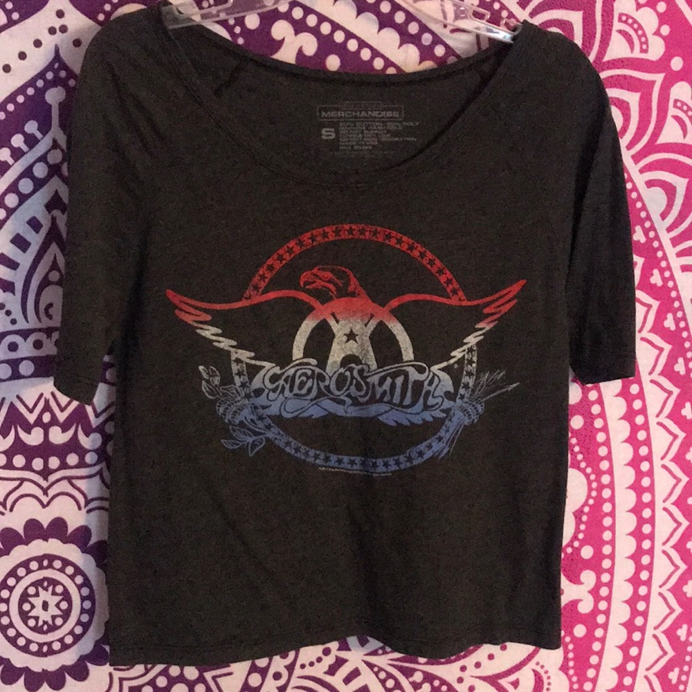Off the shoulder Aerosmith tee